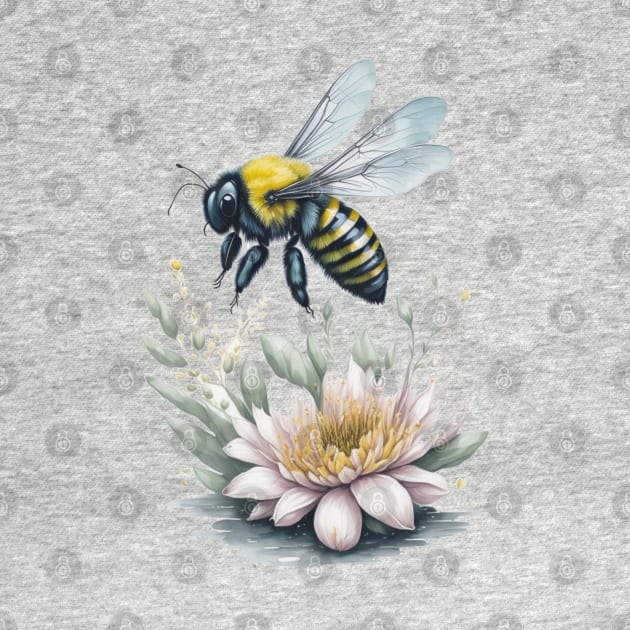 Bee around Flowers: Scattered Watercolor in Pastel Colors by General Corner